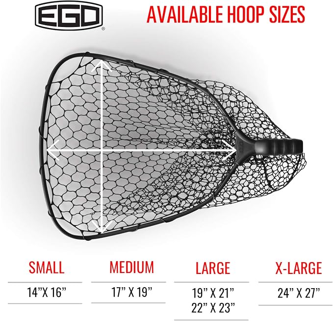 Ego S1 Slider Fishing Net, Ultimate Fishermen’s Tool Fixed Handle, Replaceable Head, Salt & Freshwater, 17x19 Inch Hoop