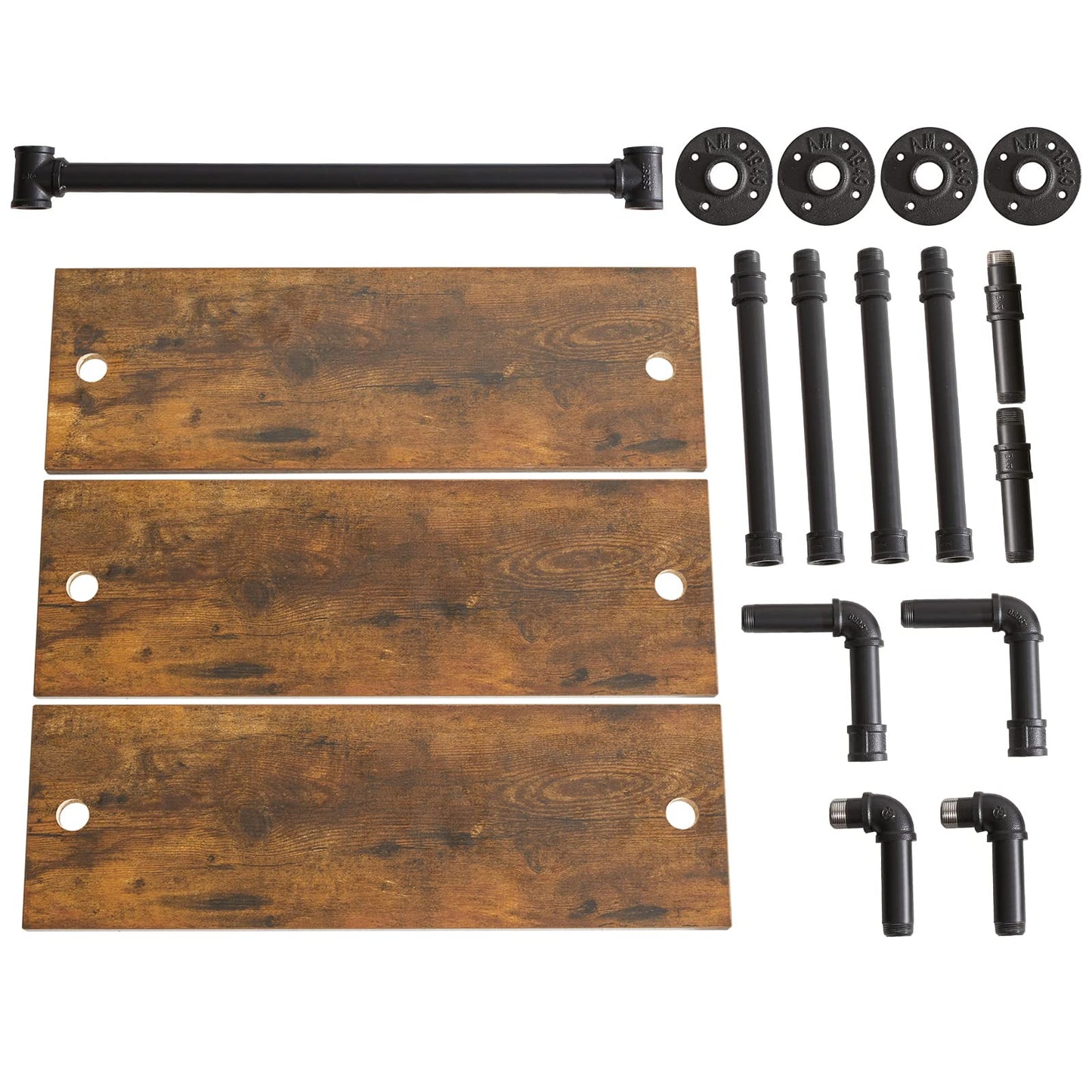 IBUYKE Industrial Pipe Shelf,40.5 inches Wall Mount Bookcase,3-Tier Wall Shelf with Towel Bar,Rustic Iron Pipe Floating Shelvesfor Bedroom,Kitchen,Living Room,Bathroom URF-TM015