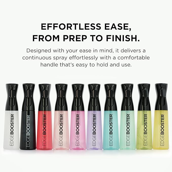 Style Factor Edge Booster Mist Spray Bottle for Hair (10.1oz/300ml) - Continuous Ultra Fine Mist Sprayer – For Hairstyling, Salons, Cleaning, Plants, Essential Oil & More - Aqua Green