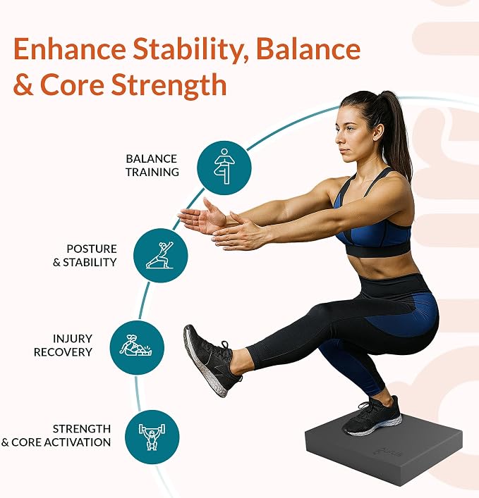 Gurus Balance Pad – High-Density Foam Balance Pad Physical Therapy for Stability & Strength, Exercise Foam Pad for Balancing, Non-Slip Lightweight Trainer for Home Gym & Rehab (Blue)
