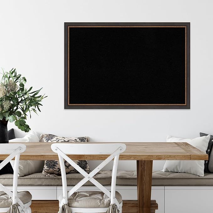 Amanti Art Black Cork Board for Wall, 27x39 Vision Board with Black Wood Frame, Large Corkboard Office Decor for Home Organization, Traditional Corkboard Pinboard to Display Items for Home