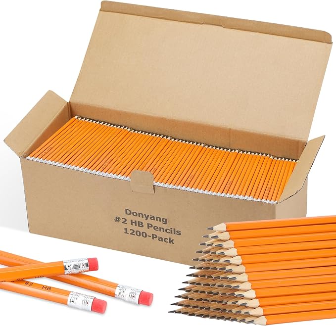Back to School Supplies, 1200 Pack #2 HB Pencils Bulk, Pre-Sharpened No 2 HB Yellow Pencils with Erasers for Writing Drawing and Sketching,School Classroom Office Teacher Supplies for Kids and Adults