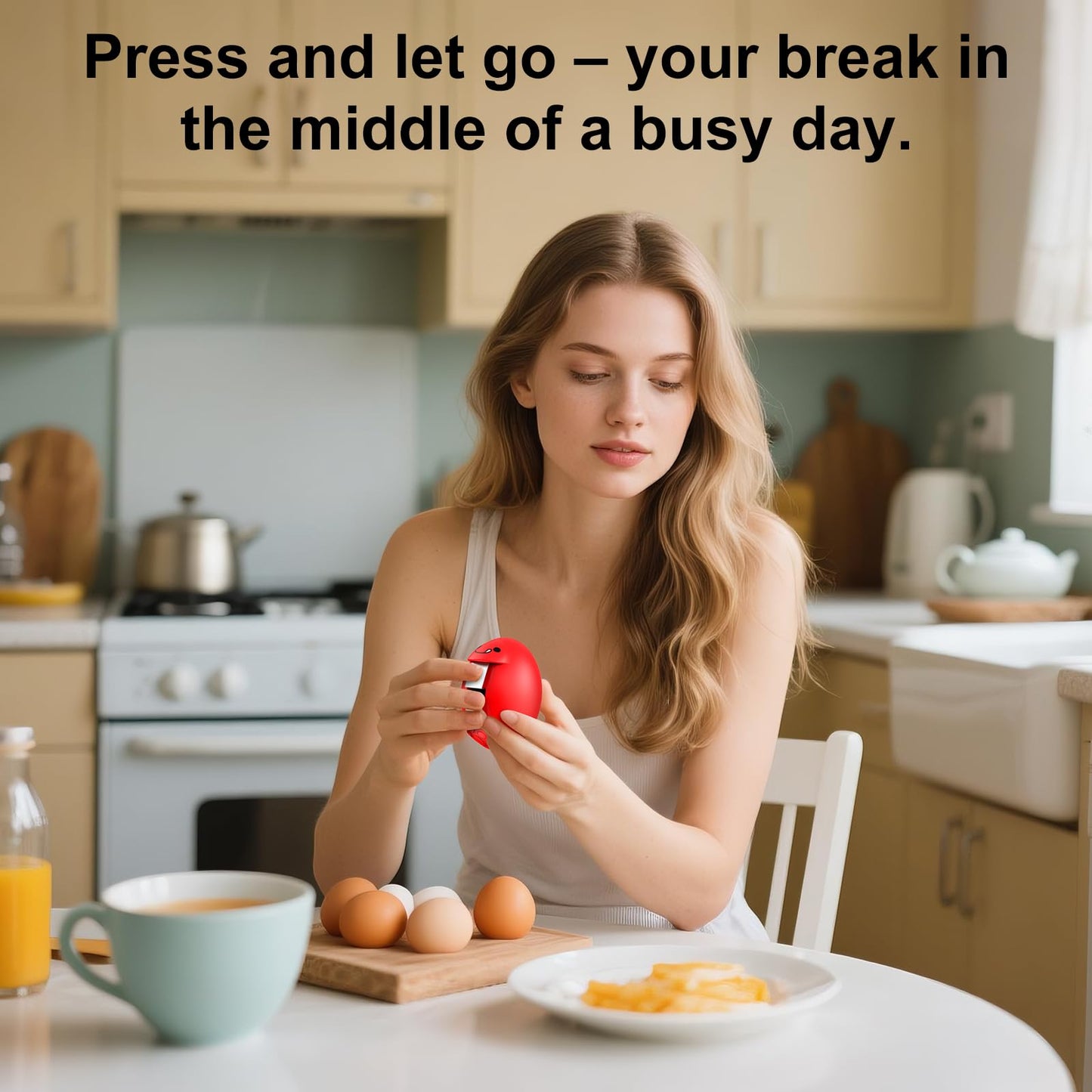 PowCube Egg Cracker, Silicone Egg Shell Opener, Cute Egg Shaped Design, Opens Eggs with Ease, A Little Happiness Boost for Your Kitchen. (Color: Deep Red, 1-Pack)