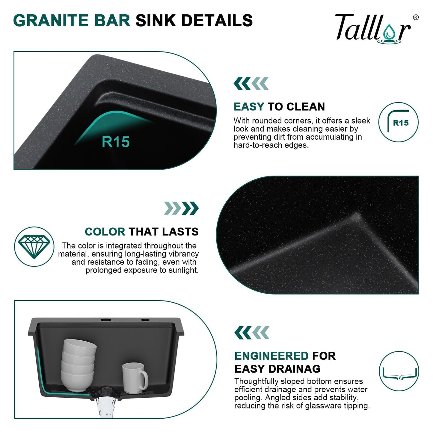 Talllor 21 Inch Drop In Bar Sink - Matte Black Granite Composite Workstation Single Bowl Small Prep Wet Sink with All-In One Gold Accessories & Cutting Board for RV, Kitchen Bar, and Boat#TLGT-130