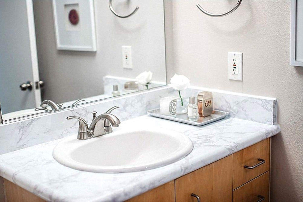 practicalWs Marble Paper Granite Gray/White Roll Kitchen Countertop Cabinet Furniture is Renovated Thick PVC Easy to Remove Without Leaving Glue Upgrade 17.71" x 196.8"