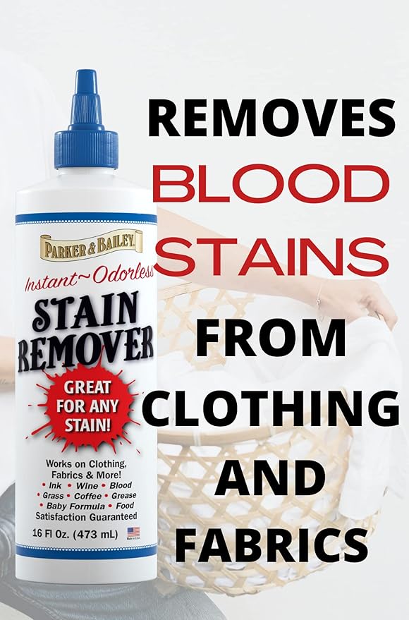 Parker and Bailey Stain Remover- Blood Stain Remover for Carpet, Clothes, Sheets and Mattress - Garment and Fabric Laundry Stain Remover - 16oz