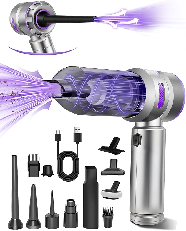 Handheld Car Vacuum Portable Cordless, 15000Pa High Power Handheld Vacuum with Brushless Motor, 4 in 1 Vacuum Cleaner Air Duster for Car Home Office Pet Hair Keyboard