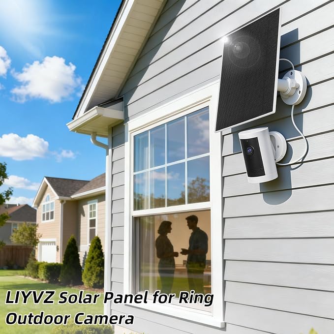 LIYVZ 5W Solar Panel for Ring with 8000mAh Battery, Compatible with Ring Spotlight Cam Plus & Stick Up Camera Solar Panel for Ring Camera