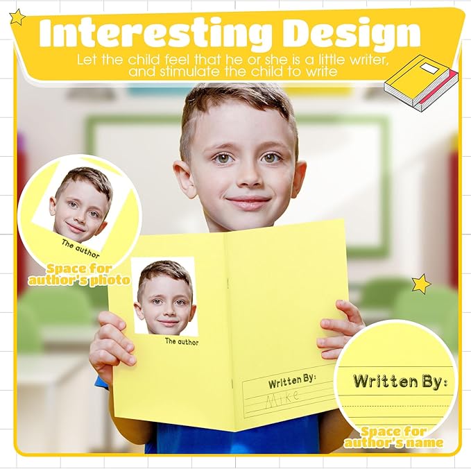 Henoyso 12 Pcs 120 Pages Primary Composition Notebooks K-2 9 3/4 x 7 1/2 Inch Journals Primary Journals Blank Books for Kids to Write Stories Kindergarten (Light Color)