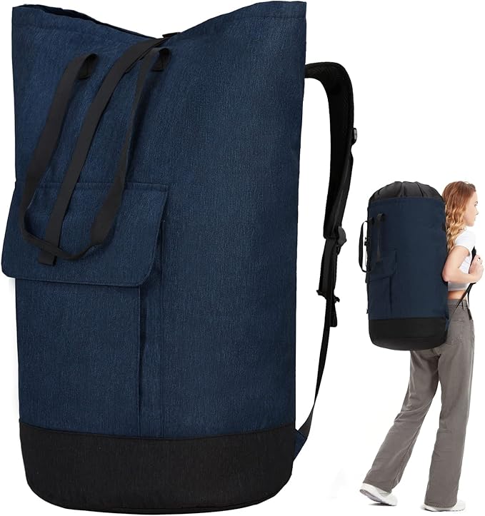 Laundry Bag Backpack Extra Large, Heavy Duty Laundry Bag With Straps, College Dorm Room Essentials, Dirty Clothes Bag for Travel, Beach, Camping, Apartment and Laundromat