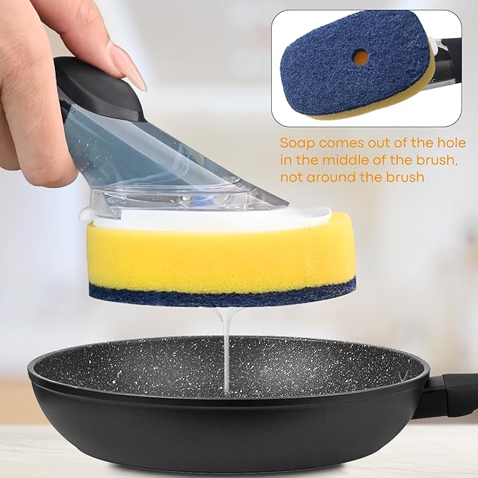 Sponge Brush Refills for OXO Soap Dispensing Dish Brush - 4 Pack Dish Cleaning Soap Dispensing Head Replacement for Scrubber