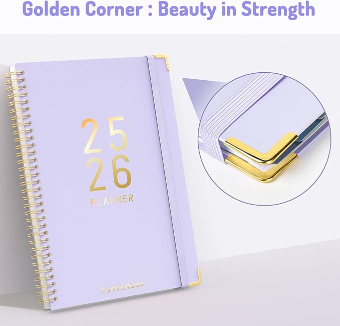 Jul 2025 -Dec 2026 Planner, Forvencer Academic Planner 2025-2026, 18 Month Daily Planner, 8.5" x 11", Weekly & Monthly Agenda Book, Hardcover Calendar Book, School Supplies for Student,Beige