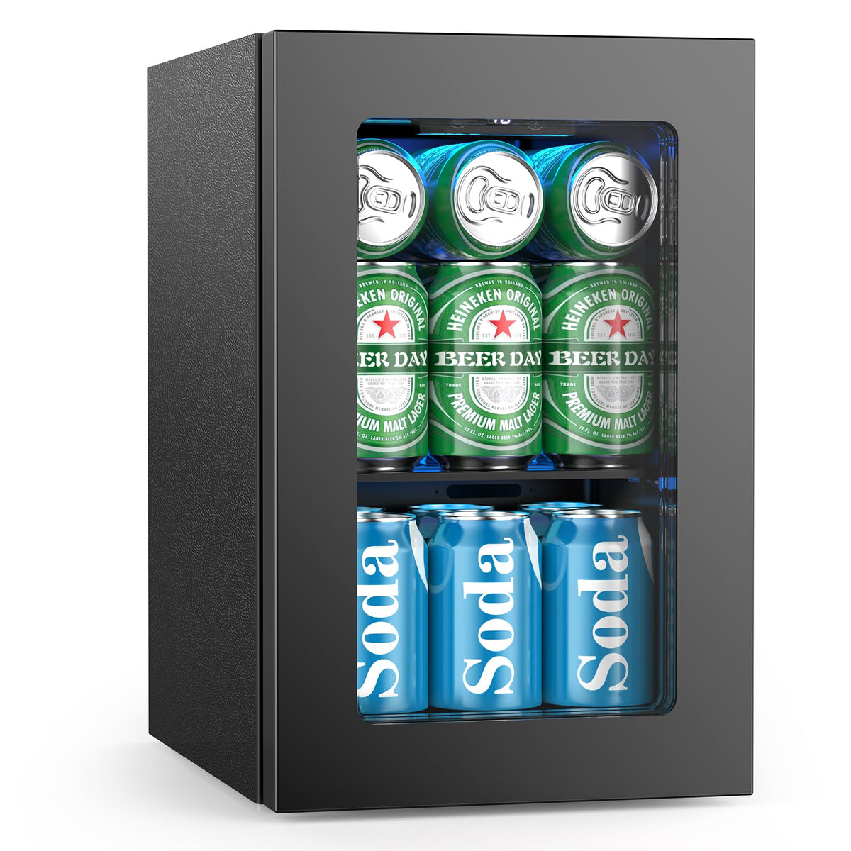 Electactic 24 Cans Beverage Refrigerator Cooler, Mini Fridge Countertop Drink Cooler for Soda, Canned Beer, Adjustable Digital Temperature Control for Home Dorm Office, Black