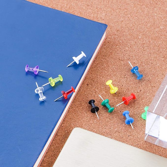 Yalis Push Pins 600 Count, Standard Multicolored Thumb Tacks Steel Point and Colors Plastic Head