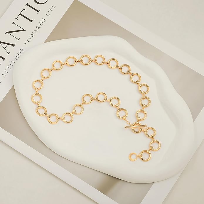 Aobei Pearl 18K Gold Plated Paperclip Chain Choker Satellite Chain Freshwater Cultured Biwa Pearl Pendant Necklace Dainty Jewelry for Women
