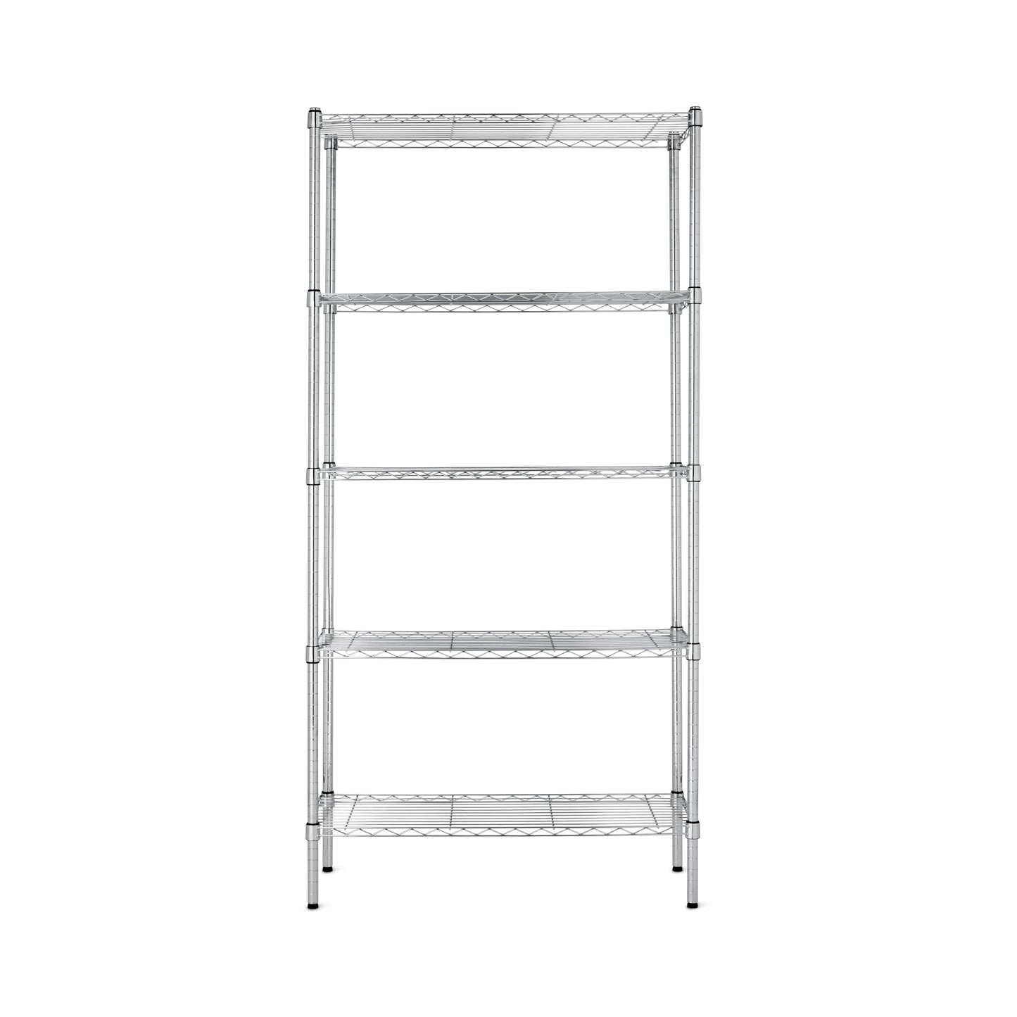 Amazon Basics 5-Shelf Adjustable Heavy Duty Steel Wire Rack, Space Saving Storage Shelving Organizer for Kitchen, Garage, No-Tool Assembly, 350 lbs Weight Capacity, 36" x 14" x 72", Chrome