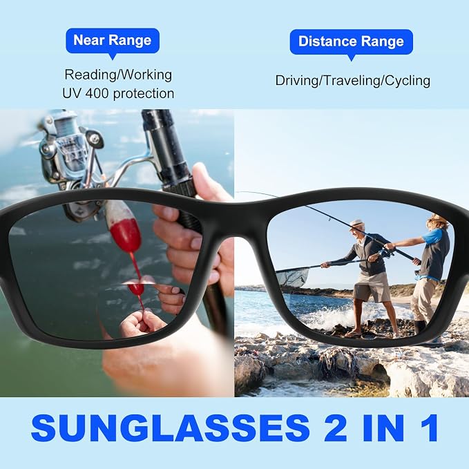 Missfive Premium Bifocal Reading Sunglasses Men Lightweight Wrap Around Design Sun Readers, UV Protection, for Sports/Outdoor/Driving,3.0x