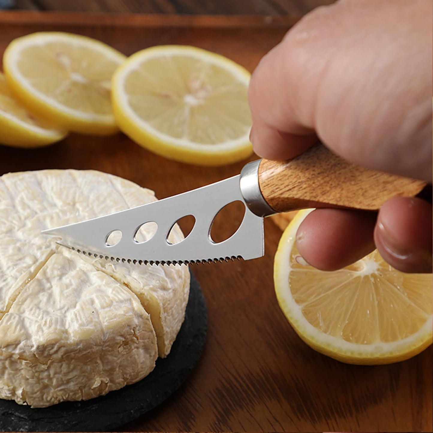 GXIQYL 6 Pieces Cheese Knife, Cheese Knives Cheese Board Charcuterie Knife Set Cheese Tools Spreading Knife, Wooden Handle Stainless Steel Slicer Gift Set