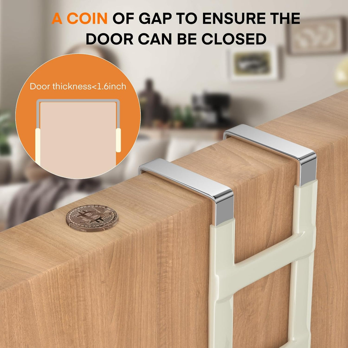 FYY Over The Door Hooks - 4 Pack Heavy Duty Dual-Hook Organizer Hanger with Non-Slip Rubber for Towels, Clothes, Hats & Bags Use in Bathroom, Bedroom, Kitchen - Fits Interior Doors Up to 1.6" Beige