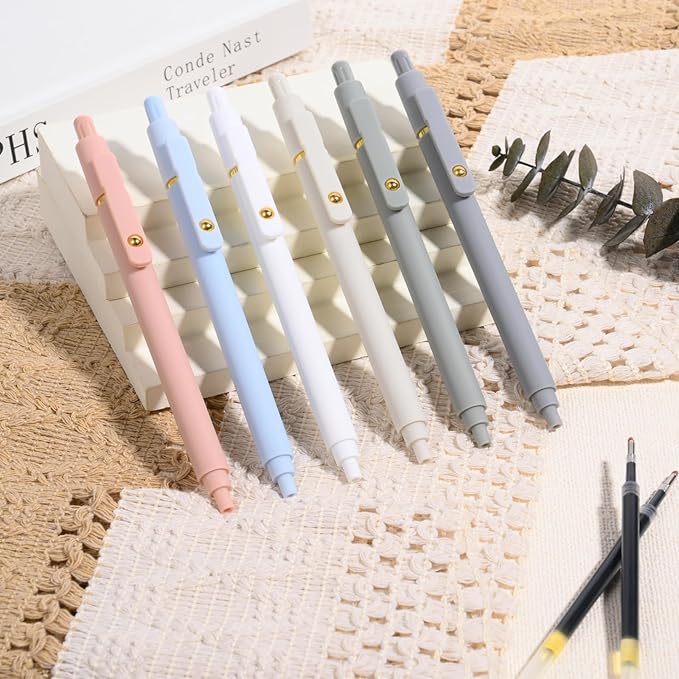 TINNIVI Gel Pens, 6 Pack 0.7mm Fine Point Black Ink Pens with 6 Refills, Quick Dry & No Smear, Smooth Writing Pens for Journaling, School, Office Supplies, Gifts for Women and Men
