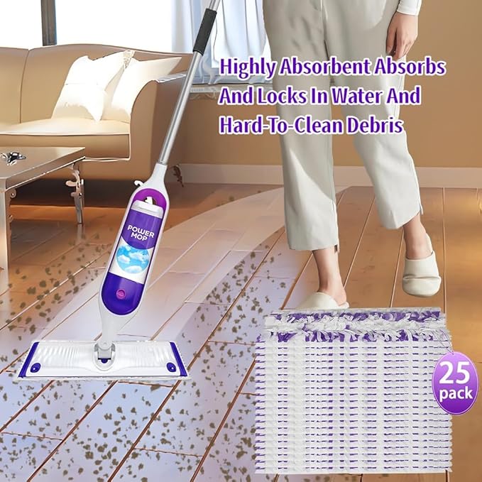 Disposable Mop Pads for S-wiff-er PowerMop Multi-Surface Mopping Pad Refills | Safe on All Finished Floors | Compatible with Swiffer PowerMop (25 Count)