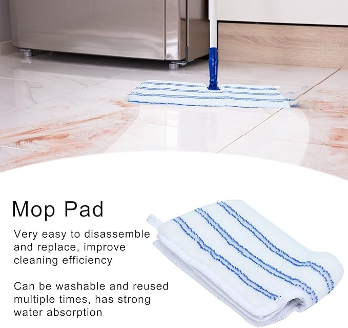 2 Pack Microfiber Mop Replacement Heads，Compatible with O-Cedar Dual Action Flat Mop for Dry/Wet Use Machine Washable Reusable Flip Mop Refills All Surface Cleaning(Blue White Stripe)