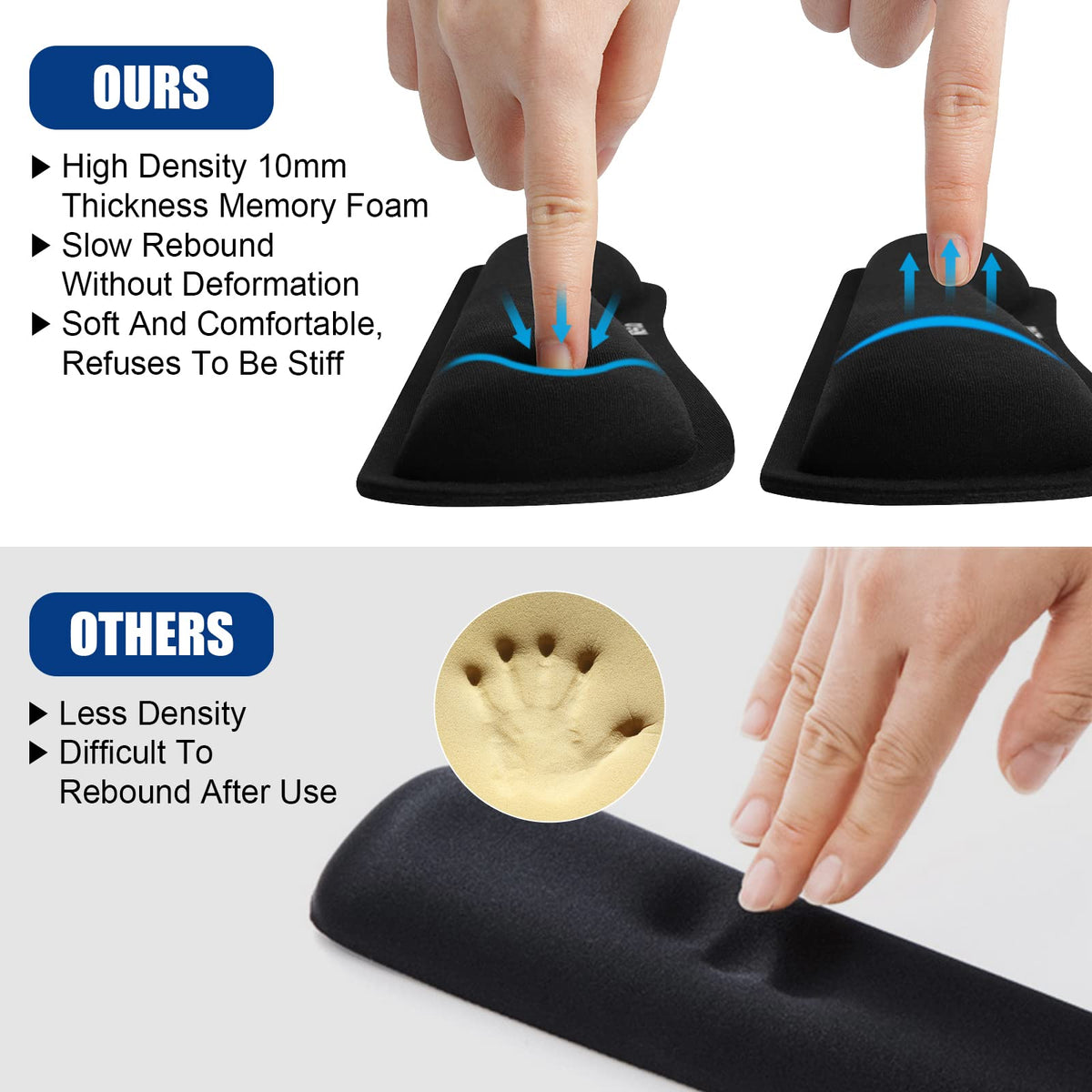Nefuo Keyboard Wrist Rest, Gel Memory Foam Keyboard Pad with Wrist Support for Easy Typing & Pain Relief, Comfortable Keyboard Rest Suit for Computer, Laptop, Office & Home (Black)