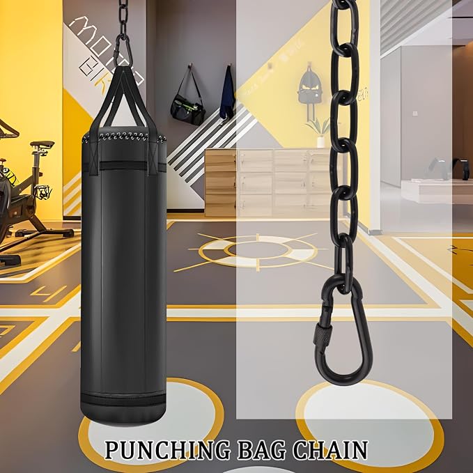 2 Pack 83in Hanging Swing Chain with 4 Carabiners, 660LB Capacity Hanging Kits Heavy Duty Hanging Chair Hardware for Hammock Swing Hanging Chair Punching Bags Sandbag Indoor Outdoor Yoga Gym (Black)