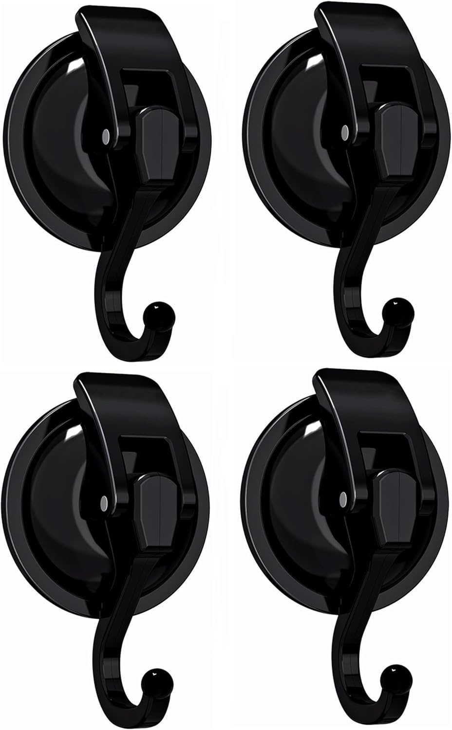Wreath Cup Hook, Easy to Install and Remove, No Hole Punched,Black- Plated Plished Super Suction Hanger for Kitchenï¼Bathroom and Restroom,4Pack