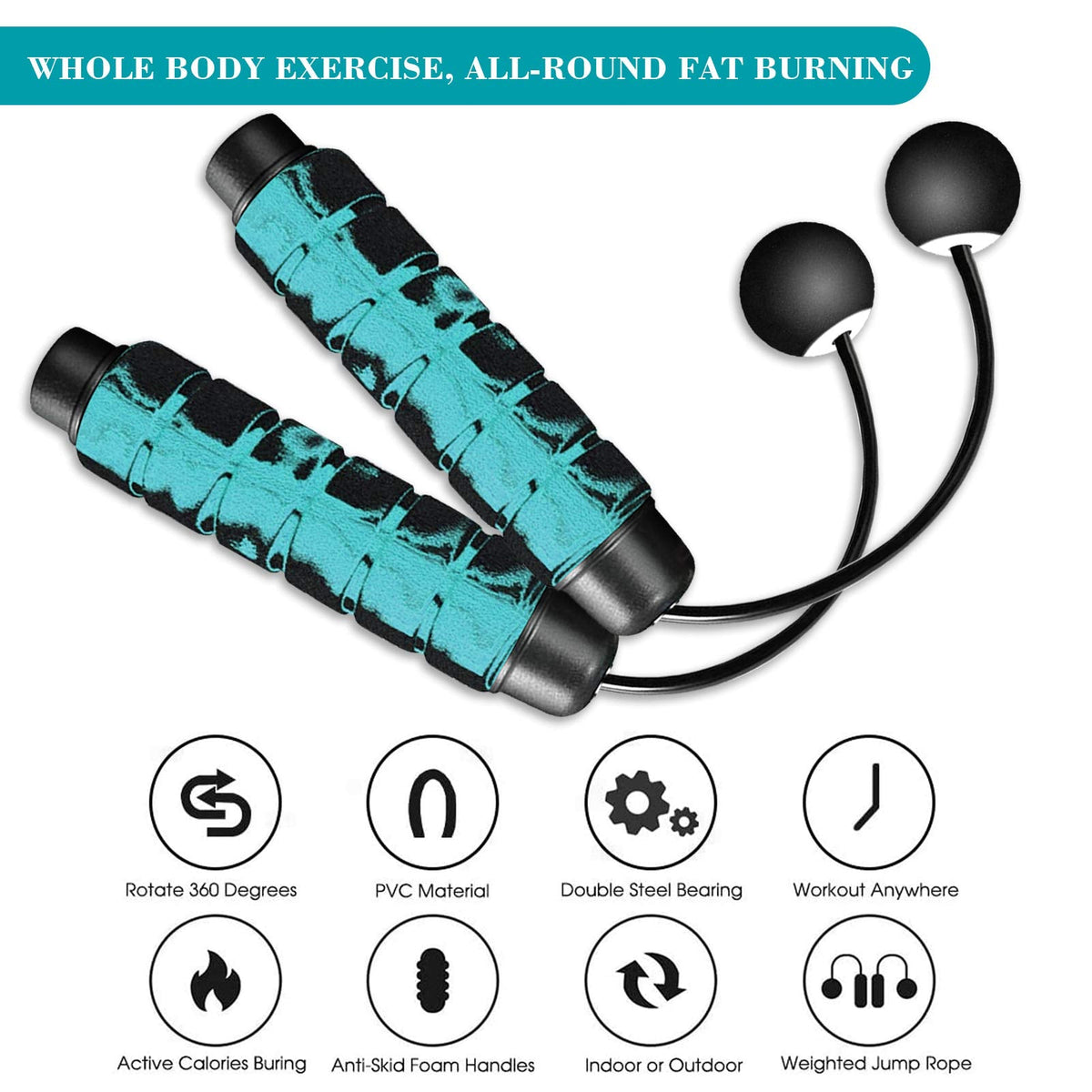 Redify Weighted Cordless Jump Rope for Fitness[Suitable for Different Ages and Levels] Ropeless Jump Rope for Crossfit Boxing MMA WOD Training, High Speed Rope Skipping for Narrow Space