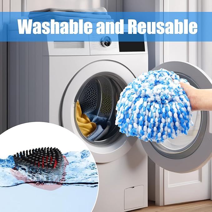 4Pack Mop Replacement Head for O Cedar RinseClean 2 Tank System, Mop Replacement Base and Upgrade Scrub Brush for O-Cedar,Spin Microfiber Mop Refills for Cleaning All Floors