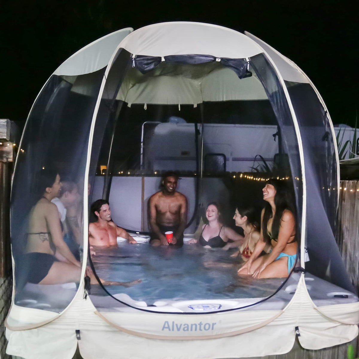 Alvantor Screen House Room Camping Tent Outdoor Canopy Pop Up Sun Shade Hexagon Shelter Mesh Walls Not Waterproof 10'x10' Beige Patent Pending