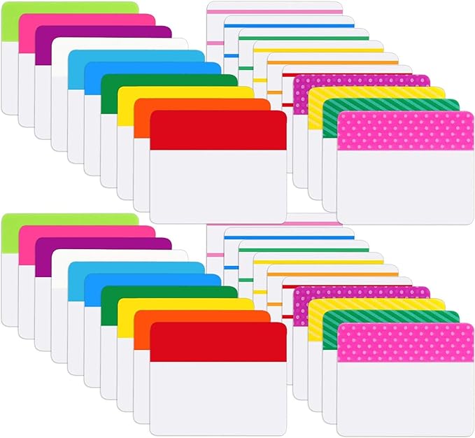 Jovitec 800 Pcs 40 Sets Sticky Tabs 2 Inch Colored Index Tabs Writable and Repositionable Labels for File Folders Books Reading Notes Classify File(Novelty Colors)