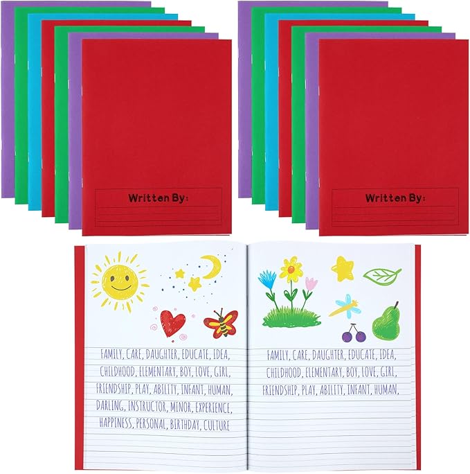 Henoyso 24 Pcs Primary Composition Notebook K-2 9 3/4 x 7 1/2 Inch Primary Journal, Back to School Supplies, Bulk Blank Writing Book for Kid to Write Draw Journal 60 Page Notebooks (Mixed Color)