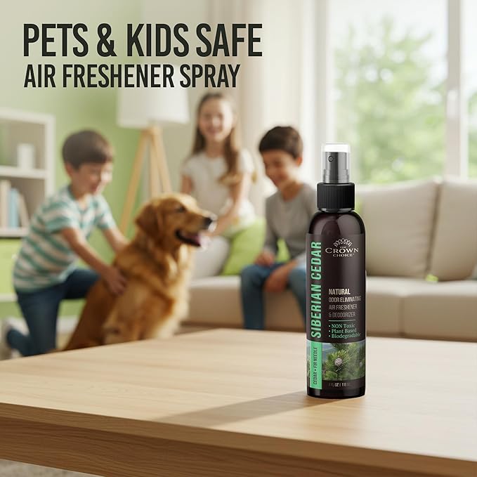 Non-Toxic Odor Eliminator,Natural Cedar Air Freshener Spray for Clothes Storage & Moth Repellent, Closet & Couch Deodorizer,Long Lasting Bathroom & Toilet Freshener,Safe for Kids & Pets,2PK, 4 Oz each