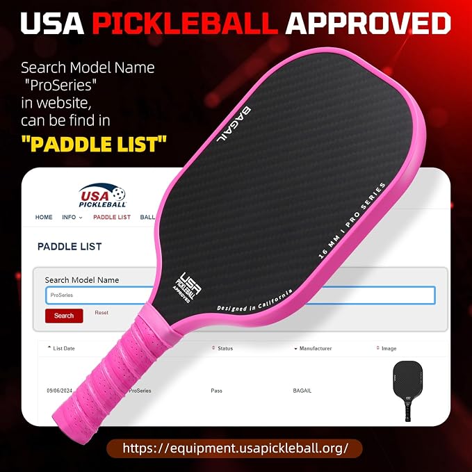 BAGAIL Pickleball Paddles, USAPA Approved Fiberglass Surface Pickleball Set, Lightweight Pickle Ball Rackets with 4 Balls, 1 Bag, Designed in California for Traction and Stability