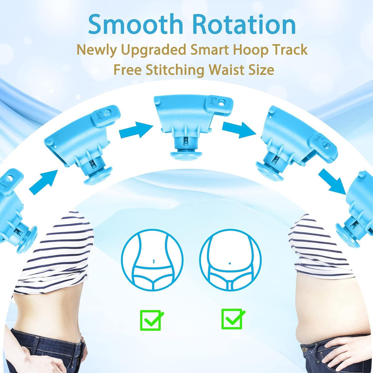OurStarry 34 Knots Weighted Workout Hoop Plus Size, Smart Waist Exercise Ring for Adults Weight Loss (34 Knots Blue)