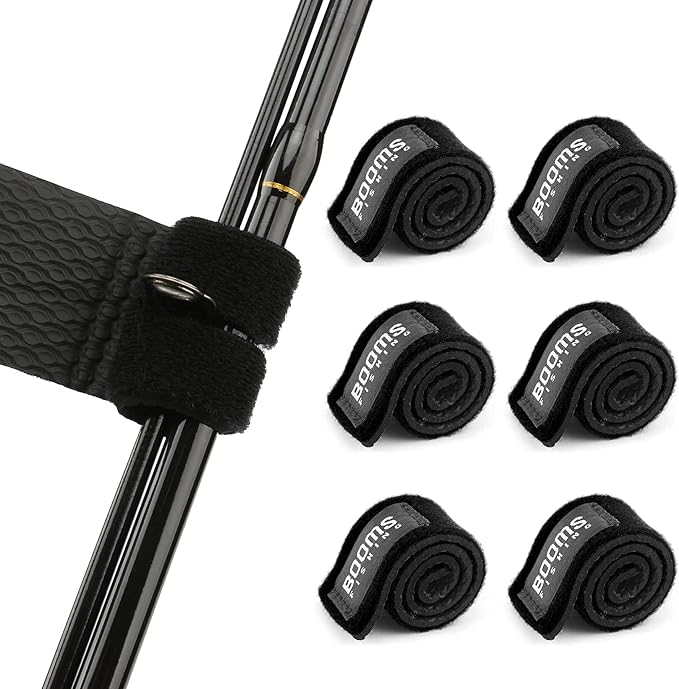 Booms Fishing PB3 Fishing Rod Case 6.4ft~7ft and RS3 Fishing Rod Wrap Pole Straps 9.6" 6pcs