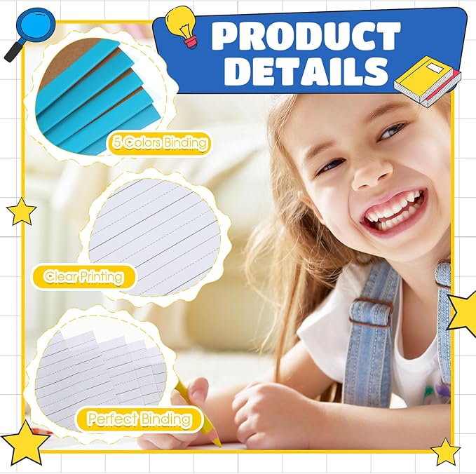Henoyso 20 Pcs Primary Composition Notebook 9 3/4 x 7 1/2 Inch Kids Journal, Back to School Supplies, K-2 Primary Writing Notebook for Kids Student Draw and Write Story Journal (Blue)