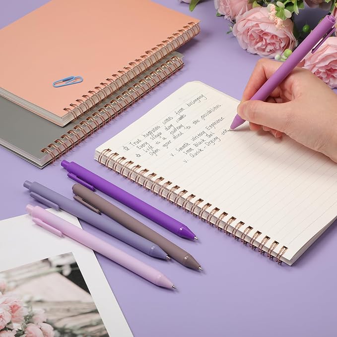 Crtiin 50 Pcs Gel Ink Pens Bulk Black Ink, Smooth Writing Cute Colorful Pens for Back to School First Day of School Teacher Student Server Office Supplies Staff Party Favor Gifts (Purple Series)
