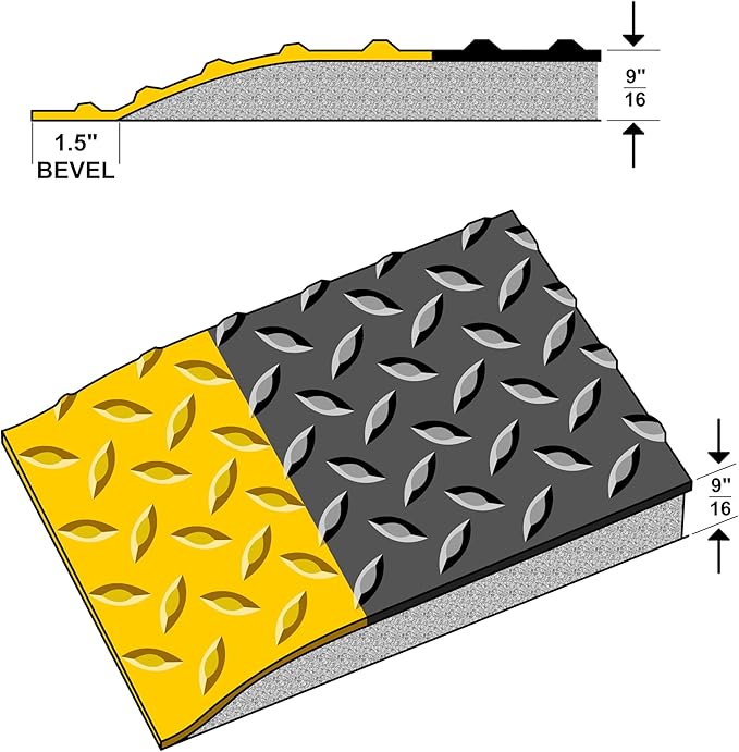 Rhino Mats, American Classic Diamond Anti-Fatigue Mats, Industrial Ergonomic Comfort Standing Mat for Work, Home, Garage, Office, Kitchen or Anywhere (Black/Yellow 9/16" Thick, 2 FT. x 5 FT.)