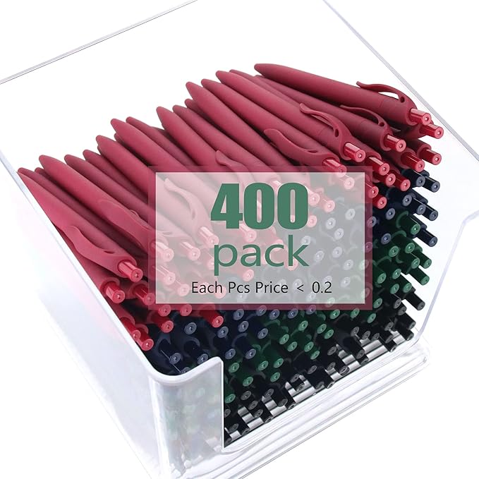 deegtran Pens Bulk, 400 Pack No Bleed Black Barrel Click Pens, Wholesale Retractable Ballpoint Pens, Pens Medium Point, Smooth Ink Pens, 1.0MM Black Ink