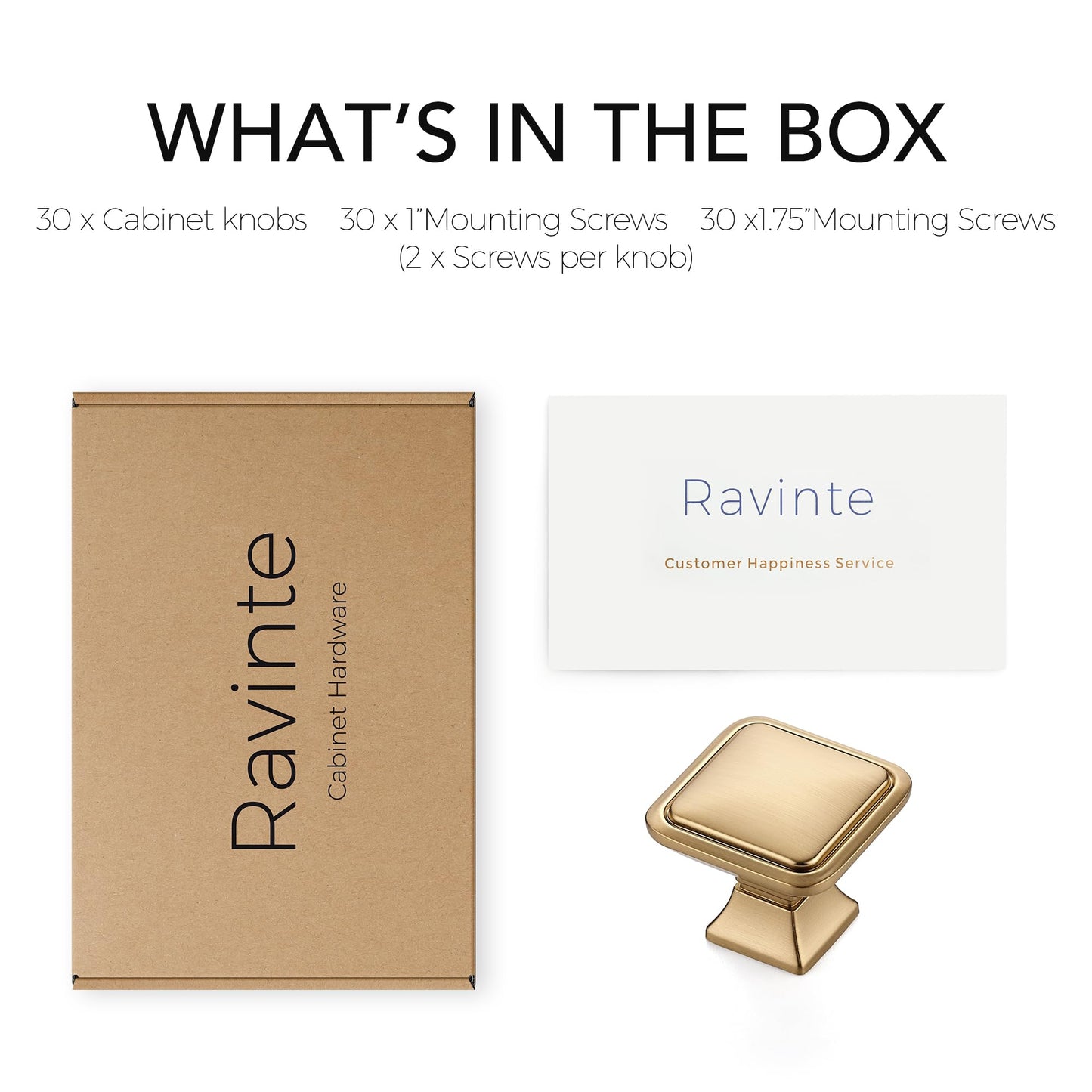 Ravinte 30 Pack Solid Single Hole Square Foot Cabinet Arch Knobs Kitchen Champagne Bronze Knobs Drawer Pulls Kitchen Cabinet Hardware Pulls for Cupboard Handles