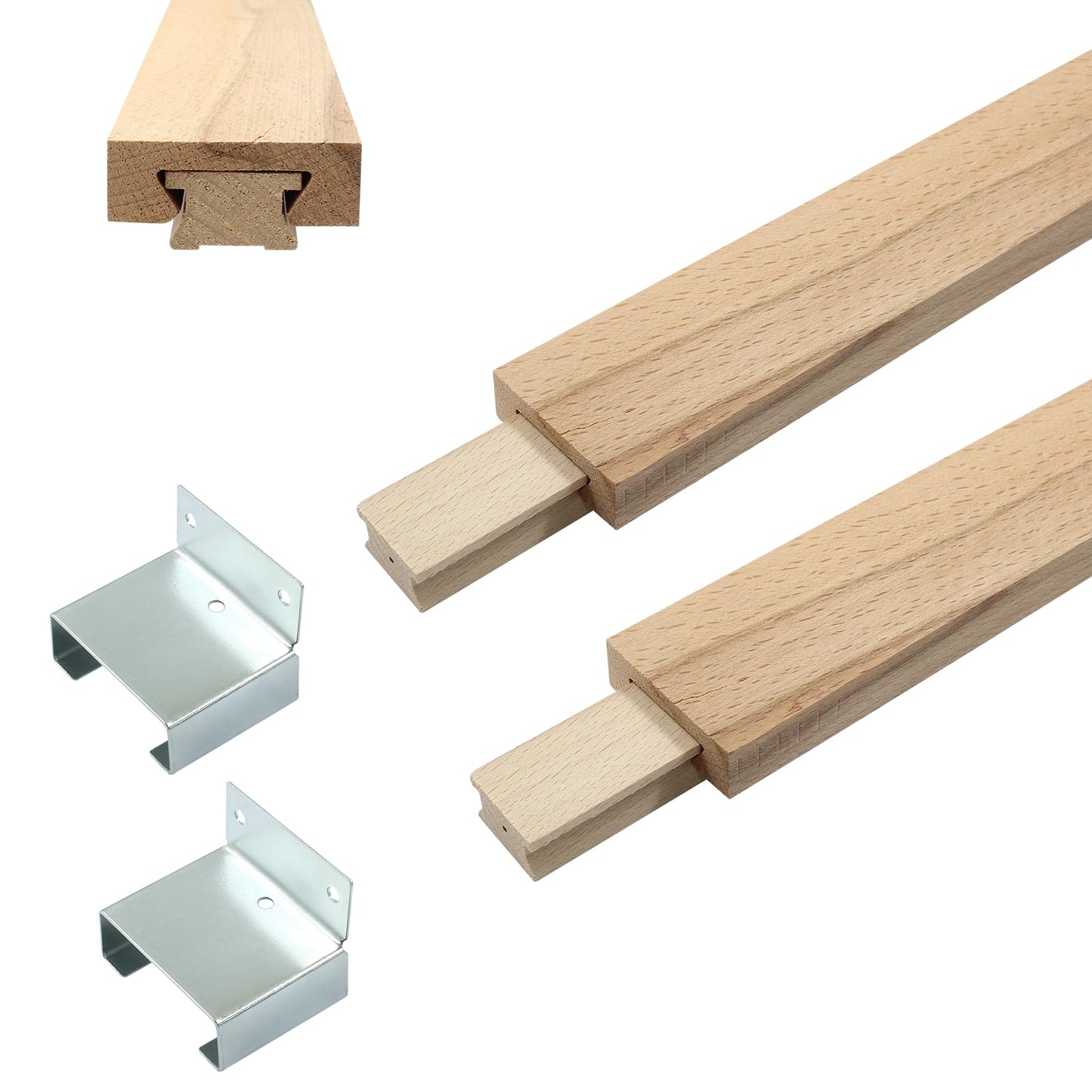 Rierdge 6pcs Wooden Drawer Slides, 14”/35cm Wood Center Mount Guide Track Replacement Part