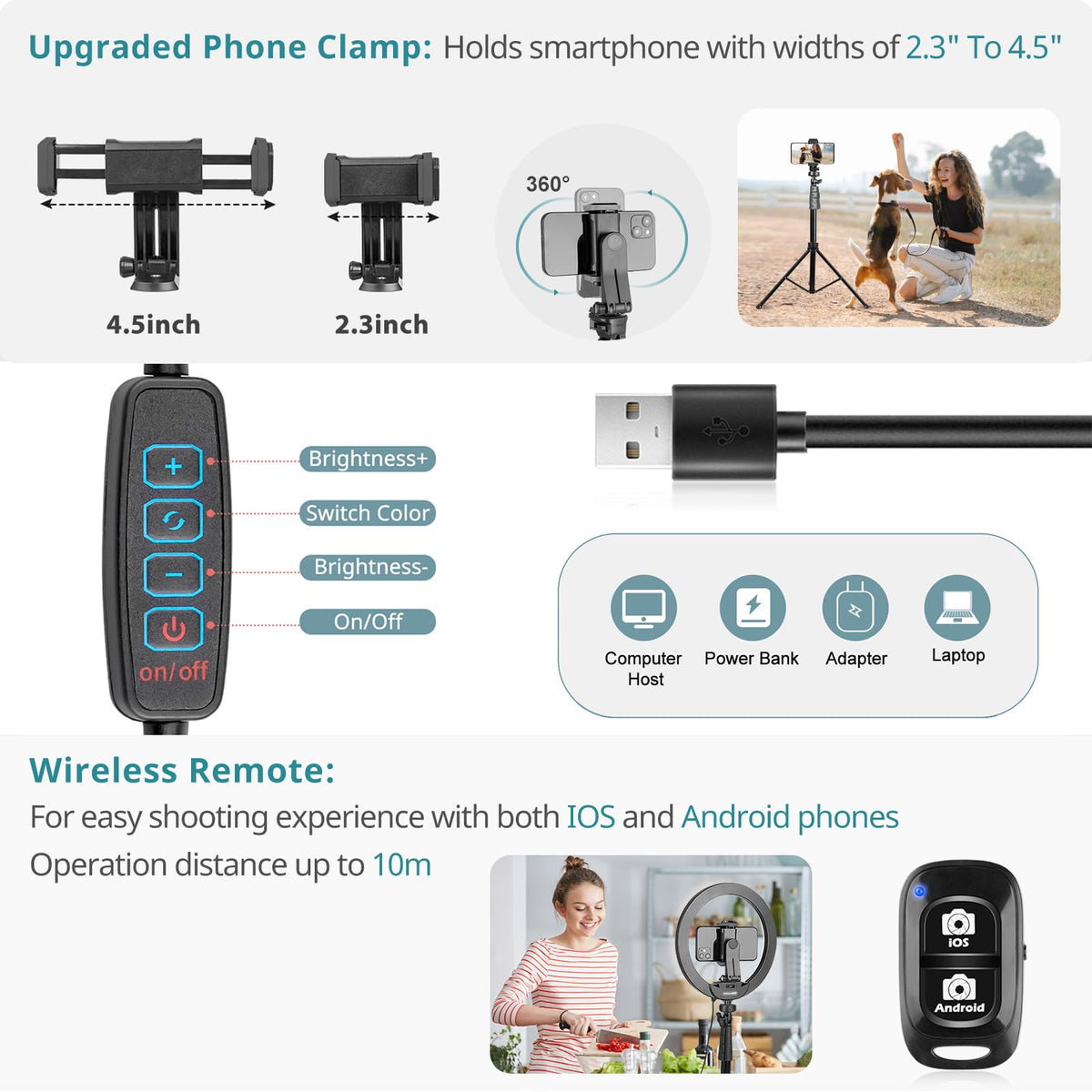Eicaus 12" Ring Light with Tripod Stand and Phone Holder,Selfie LED Lighting with 62" Phone and Stand,Circle Ringlight for Photography,TIK Tok and YouTube,Compatible with iPhone, Android and Cameras