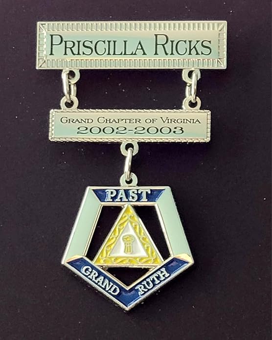 OES Eastern Star Engraved Jewel Nickel or 24K Gold Plated Brooch with choice of charm dangle