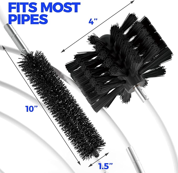 Holikme 42 Feet Dryer Vent Cleaner Kit - Lint Remover,Flexible Lint Brush with Drill Attachment, Fireplace Chimney Brushes for Easy Cleaning, Extends Up to 42 Feet, Use with or Without a Power Dril