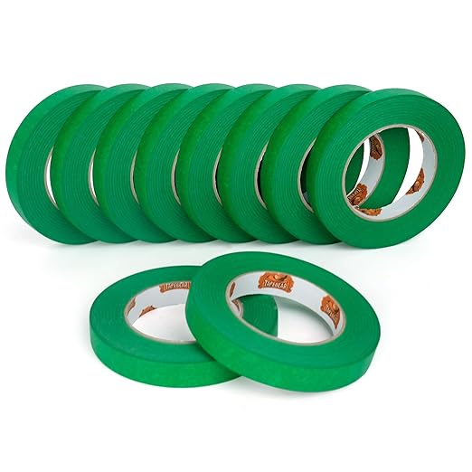 Green Painters Tape Multi-Surface Masking Tape 0.7 inch x 60 Yard, Indoor and Outdoor Painting Tape, Residue Free Easy Removal with Sharp Lines, Paint Tape for Walls, Auto, Home, 10Rolls