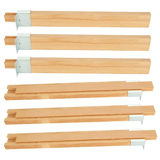 DAJAVE 6PCS 16 Inch Wood Drawer Slides Bottom Mount, Classic Traditional Wood Center Guide Track with Metal Slide Glides, Wooden Drawer Glides Rails Replacement Part for Drawer