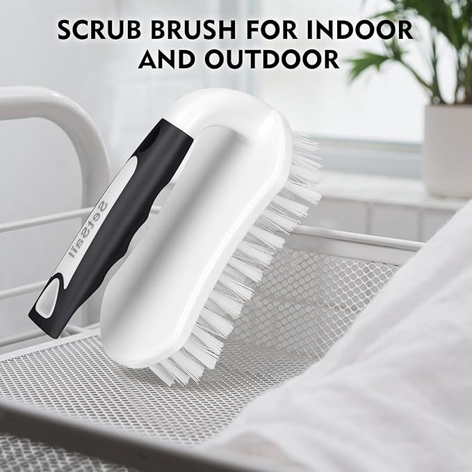 SetSail Scrub Brush, Heavy-Duty Scrub Brushes for Cleaning with Stiff Bristles Cleaning Brush for Shower, Bathroom, Carpet, Kitchen and Bathtub Scrubber - 2 Pack Black